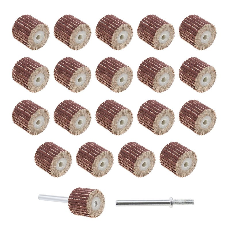 Micro Traders 20Pcs 600 Grit Flap Wheel Sandpaper Sanding Disc for Rotary Tools with Long Handle Shank Mandrel 13x12x3mm/0.51x0.47x0.12inch Emery Cloth Polish Tool Accessories - Image 1